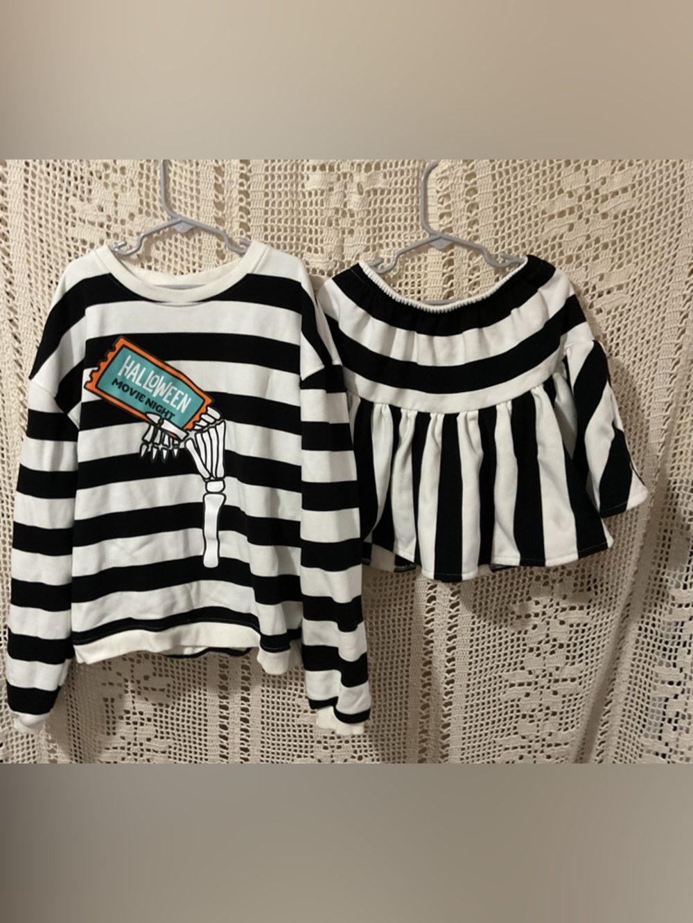 Black and White Striped Halloween Move Night Skirt and Top Set size 12